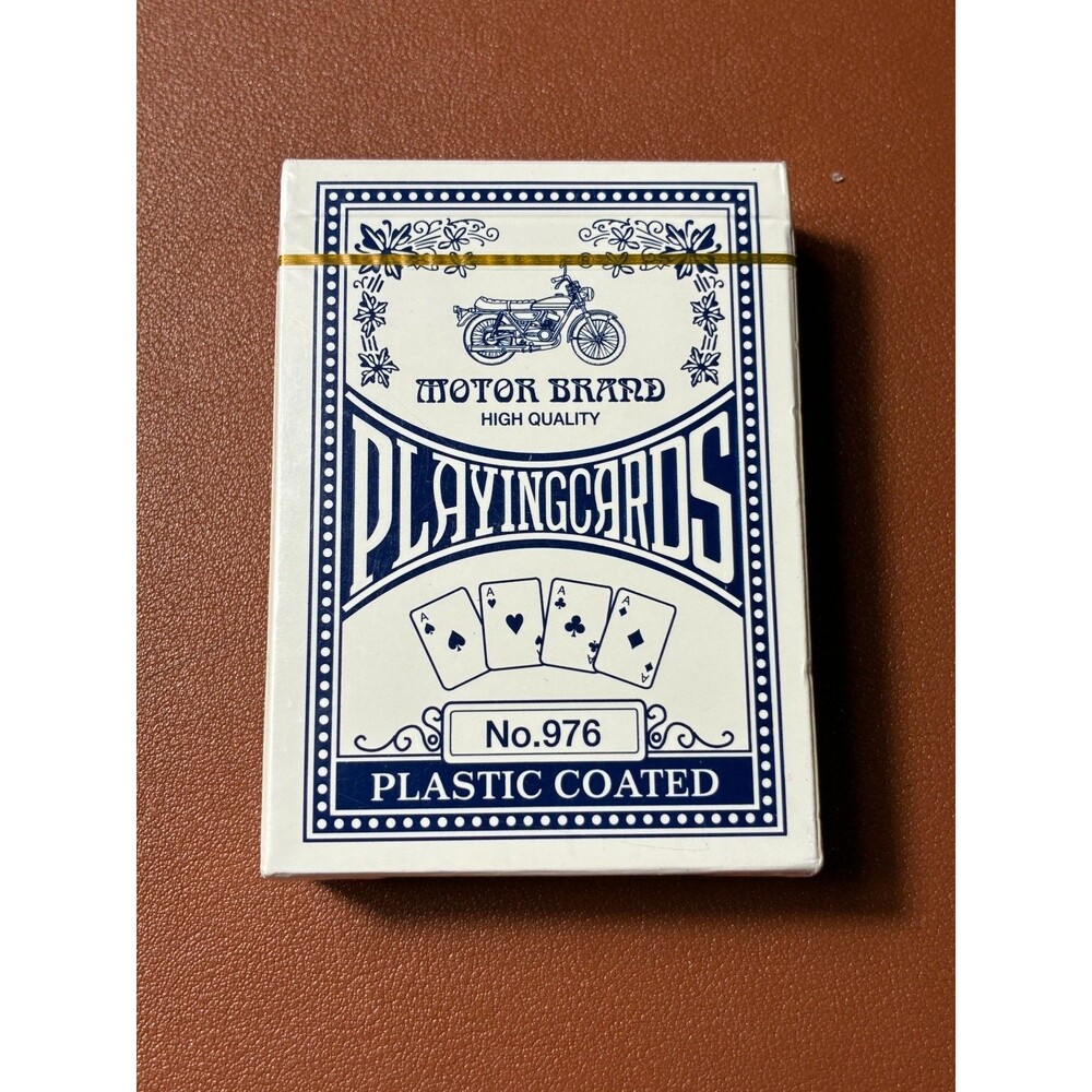 Motor Brand Deck of Playing Cards Plastic Coated Poker Size Regular Index Blue